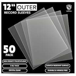 12″ Vinyl Record Outer Sleeves (50 Pack), 3 Mil Crystal Clear Polyethylene Covers (12.75″ x 12.75″), Archival Safe, Anti-Static, Acid-Free, LP Album Protection Against Dust, Dirt & Scratches - Les Beatles, Paul McCartney, John Lennon, RIngo Starr, George Harrison
