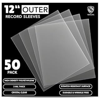 12″ Vinyl Record Outer Sleeves (50 Pack), 3 Mil Crystal Clear Polyethylene Covers (12.75″ x 12.75″), Archival Safe, Anti-Static, Acid-Free, LP Album Protection Against Dust, Dirt & Scratches - Les Beatles, Paul McCartney, John Lennon, RIngo Starr, George Harrison