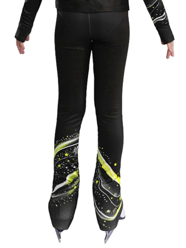 Kids Girls Stretchy Waistband Ice Skating Training Leggings Printed Gymnastics Dance Tights Children Women2