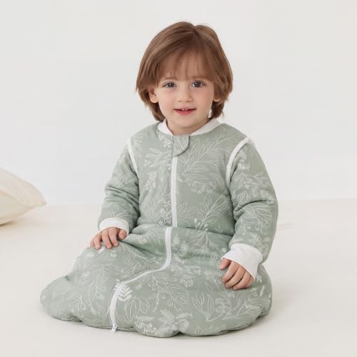 Image of Duomiaomiao 3.5 TOG Baby Sleep Sack 100% Cotton Winter Long Sleeve Baby Wearable Blanket, Super Warm Quilted Comfy Toddler Sleeping Sack