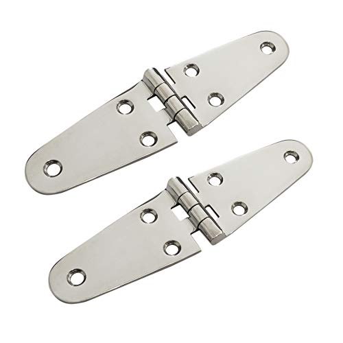 Keehui Marine Grade316 Stainless Steel Mirror Polished Cast Hinge 5.7" X 1.5" For Boat, Rvs (Pair) #TOP12