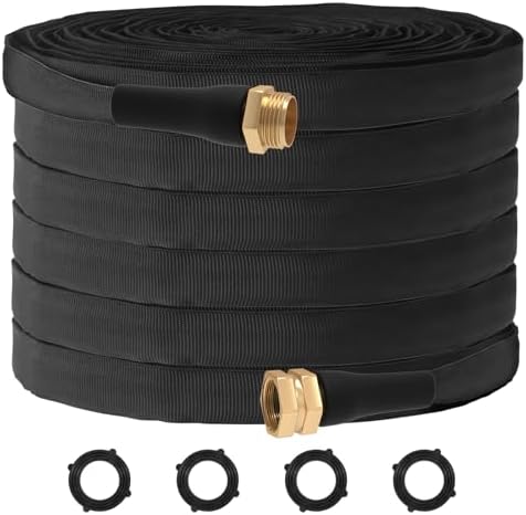 ACOVER Anti-Kink 100FT Non-Expanding Garden Hose, Flexible and Tough, Lightweight and Sturdy for Outdoor, Yard, Lawn, Car Wash, Marine, and Camper Use,and All-Season Use. U.S Standards Brass Fitting