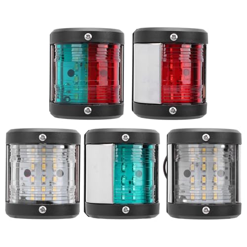 Gearwell Boat Light, 5PCS Marine Navigation Lamp Set with Red Port Green Starboard and White Stern Light, IP66 LED Boat Light for 12V-24V 12m Vessels
