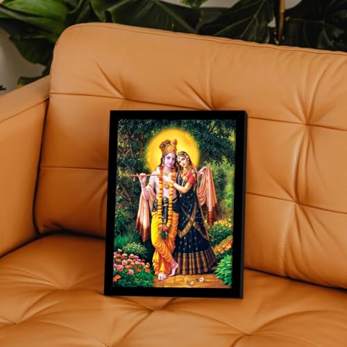 Image of ArtX Radha Krishna Photo Frame, Radha Krishna Wall Painting, Wall Decor, 10.0 x 13.0 in, Multicolor, Set of 1