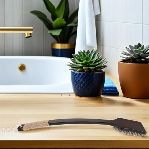 Brosse de douche long manche dos en bambou durable et poils doux premium