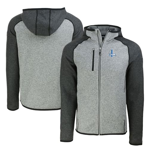 Cutter & Buck Men's Heather Gray/Heather Charcoal Detroit Lions Throwback Mainsail Sweater-Knit Full-Zip Hoodie