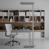 Arcchio LED Büro Stehlampe dimmbar silber, Bürolampe Uplight und Downlight Deckenfluter 6000lm 4000K Standleuchte Office Büro-Stehleuchte