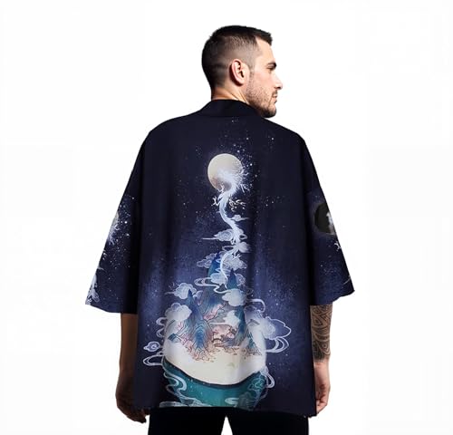 Image of Women's and Men Kimono Cardigan Japanese Long Sleeves Lightweight Open Front Coat Tops