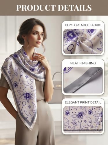 Image of Ravaiyaa - Attitude is everything Women Printed Silk Bandana 21 x 21 Inch Square Headband & Hair Wrap, Soft & Versatile | Fashion Neck Wrap