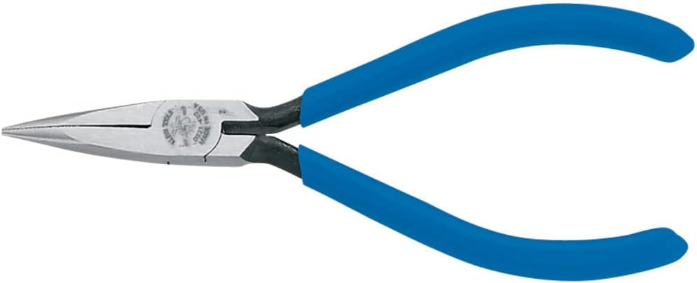 Klein Tools D321-41/2C Electronics Pliers, Slim Needle Nose, Spring Loaded, 5-Inch, Lightweight, Knurled Jaws, Curved Handle (Pack of 2)