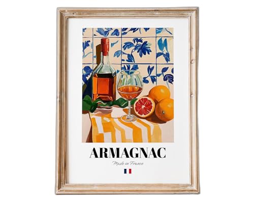 French Armagnac Art Print Poster, Aged Brandy Illustration for Bars and Restaurants, Vintage Style Wall Decor for Kitchen, Lounge or Pub
