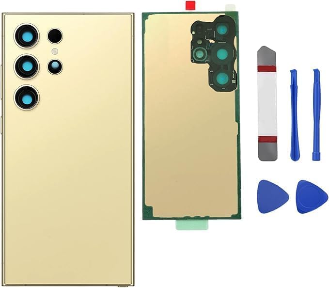 Châssis verre arrière Galaxy S24 Ultra or jaune finition premium et outils