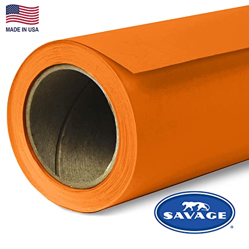 Savage Seamless Paper Photography Backdrop - Color #24 Orange, Size 107 Inches Wide X 36 Feet Long, Backdrop For Youtube Videos, Streaming, Interviews And Portraits - Made In Usa #TOP1