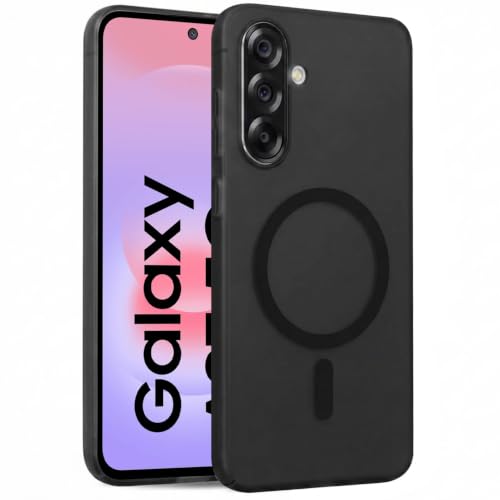 Image of DIZORO Matte Case for Samsung Galaxy A37 Compatible with MagSafe, Camera Lens Full Protection, Shockproof Translucent Frosted TPU Soft Phone Cover, Anti-Fingerprint (Black)