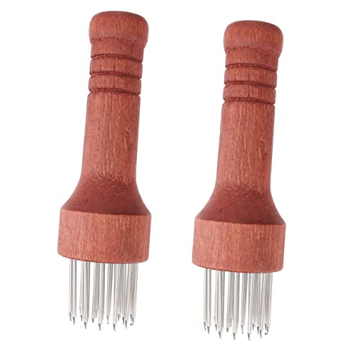 Cabilock 2 Piezas ablandador doméstico Carne suavizante Ablandador de Carne Mallet Manual ablandador con Mango de Madera Aguja Metalica para ablandar Carne Filete Herramienta Hilo de Carne