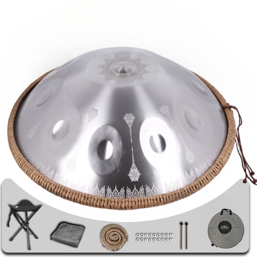 Tambor handpan acero 10 notas 22 pulg D menor plateado miniatura 5