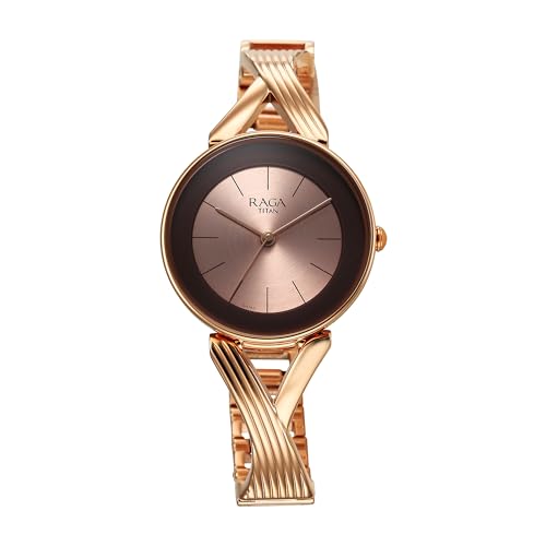 Image of Titan Raga Chic Quartz Analog Rose Gold Dial Metal Strap Watch for Women-2698WM01