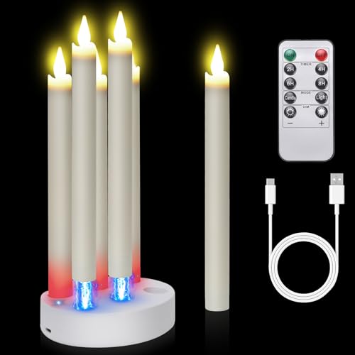 Velas recargables sin llama con temporizador y mando a distancia para candelabros y Navidad
