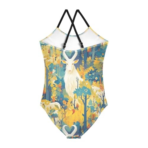 KLL French Farmhouse Goat Girl 1-Piece Swimsuit Beach Swimwear with Adjustable Straps Quick-Dry2
