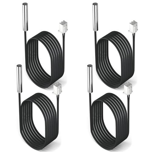 Image of DROK 10K Temperature Sensor Probe 4pcs, 1 Meter Waterproof Temp Sensor Probe, Stainless Steel 3950 NTC Temp Sensor Probe, Digital Temperature Transmitter Extension Cable
