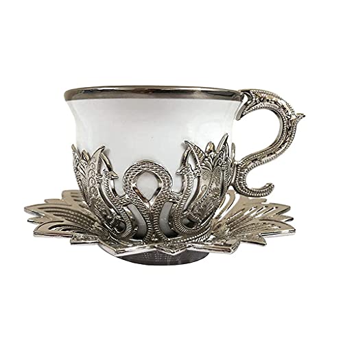 BJH vajilla Juego de 6 Tazas de café de Porcelana y platillos de café expreso de 4 oz, Regalo para Bodas, cumpleaños… - Imagen 4