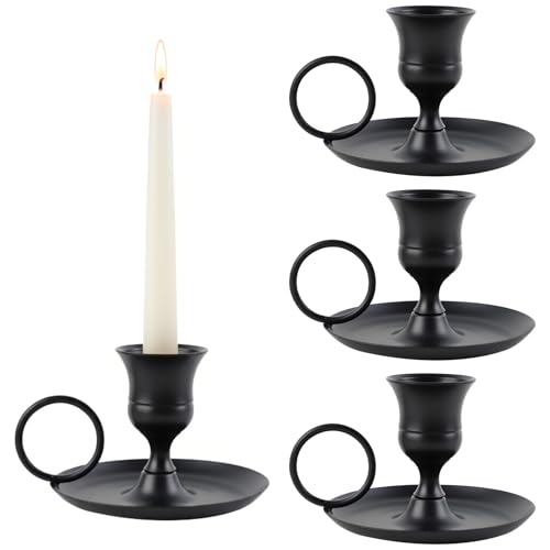 FYting 4 Stück KerzenstäNder,Stabkerzenständer,KerzenstäNder Schwarz,Stabkerzenhalter,Deko...