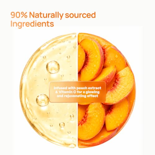 Image of PLANTIFIQUE Korean Sheet Mask, 5 Pack - Glowing & Hydrating Face Masks with Peach Extract, Vitamin C & Hyaluronic Acid - Mascarillas Faciales