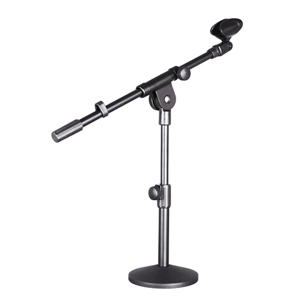 BESTonZON Soporte de Micrófono de Mesa Brazo de Micrófono Articulado, Altura Ajustable, Base Redonda de Hierro, para Casa y Escenario