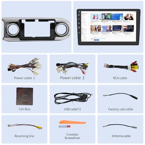 Image of AWESAFE Car Radio Stereo for Toyota Tacoma 2016 2017 2018 2019 2020 2021, Android 13 Touch Screen Head Unit Wired Android Auto Bluetooth GPS Navigation
