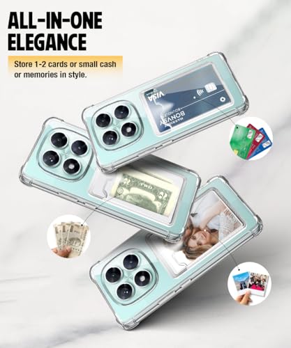 Image of WOW IMAGINE Transparent Back Cover Case for Redmi Note 14 Pro 5G | Poco X7 5G | Flexible Built-in Slim Card Pockets Wallet | 360 Camera Protection TPU | Soft Silicone Mobile Cover - Transparent