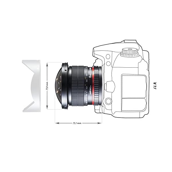 Walimex Pro 8 mm f1:3,5 Festbrennweite manueller Fokus Ultraweitwinkelobjektiv (geeignet für Canon EF Mount Kamera Objektiv für Systemkamera Canon EOS 1200D 5D 80D 1D Mark II N 1D Mark III) – Bild 8