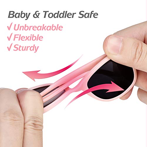 Baby Sunglasses - 100% UV Proof Sunglasses for Baby, Toddler, Kids - Ages 0-2 Years - Case and Pouch included4