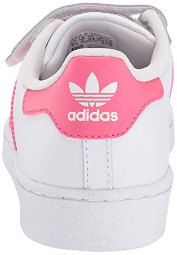 adidas Originals girls Superstar Cloudfoam Sneaker, White/Real Pink/Real Pink, 2 Little Kid US3