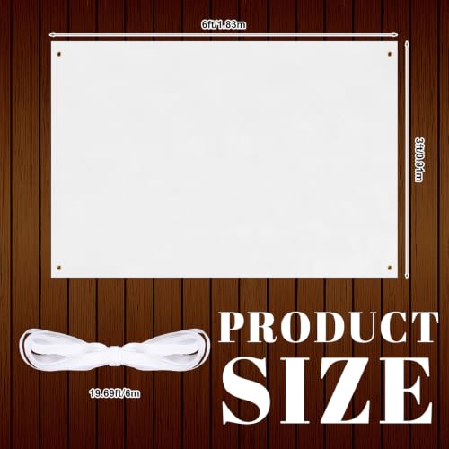 Image of Zonon Large Blank Banners And Signs Polyester Oxford Cloth Sublimation Banner To Decorate With Hanging Rope For Indoor Wall Outdoor Easy to Hang DIY Signs For Business Office(White,3 x 6 Feet)