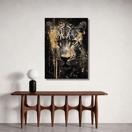 Tableau abstrait léopard toile 60x90 cm affiche animalière moderne - 2