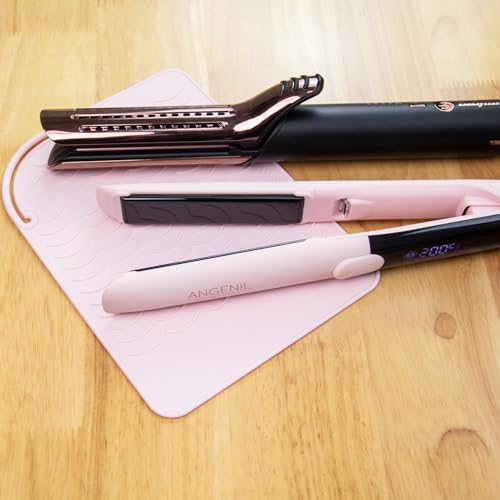 Image of ANGENIL Flat Iron Silicone Mat and Travel Case for Hair Tools - Heat Resistant Mat, Straightener Pad, and Curling Iron Sleeve (9 inch x 6.5 inch)