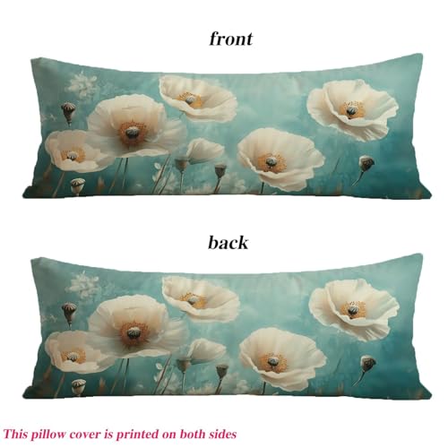 Taie traversin 180 cm bleu et beige double face velours