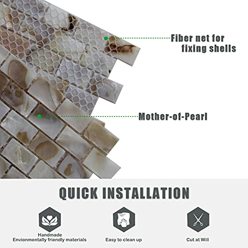 MOP Mother of Pearl Shell Mini Brick Mosaic Tile for Kitchen Backsplashes and Bathroom Tile, Colorful (10 Pack) by MOP - Image 4