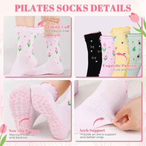 Image of Pilates Grip Yoga Socks for Women Cute Non Slip Socks