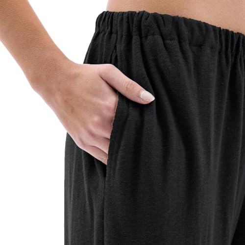 Amazhiyu Womens Linen Knit High Waist Elastic Wide Leg Lounge Pants with Pockets4