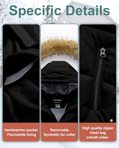 Image of Boy's Winter Coat Waterproof Kids Puffer Jacket Thicken Parka Fleece Lined Bubble Ski Snow Outerwear with Fur Hood
