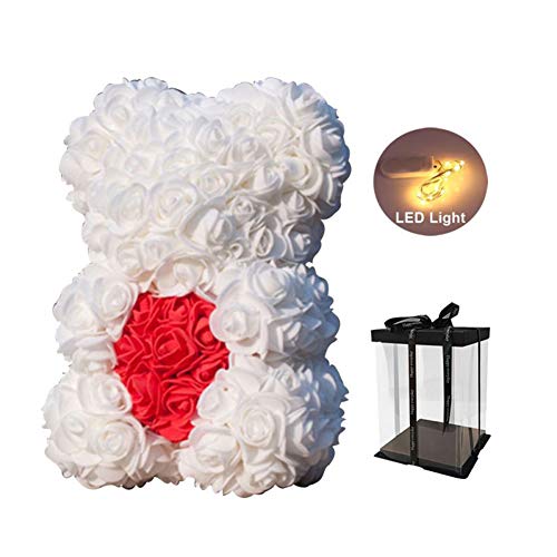 Zhengpin Rose Bear - LED Rose Teddy Bear Artificial Flower Bear with Unique