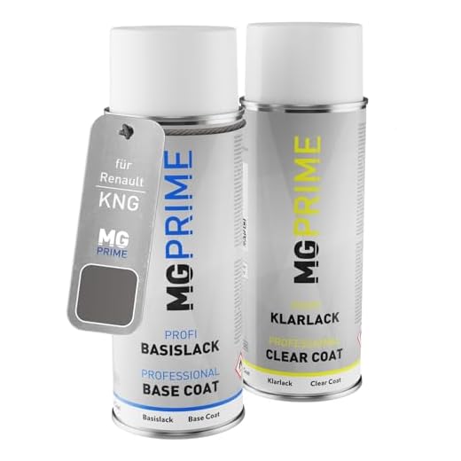 MG PRIME Pintura automotriz Set de aerosoles para Renault KNG Gris Cassiopee Nacre Metallic/Oyster Grey Pearl Metallic Pintura base pintura transparente, bote de spray de 400 ml