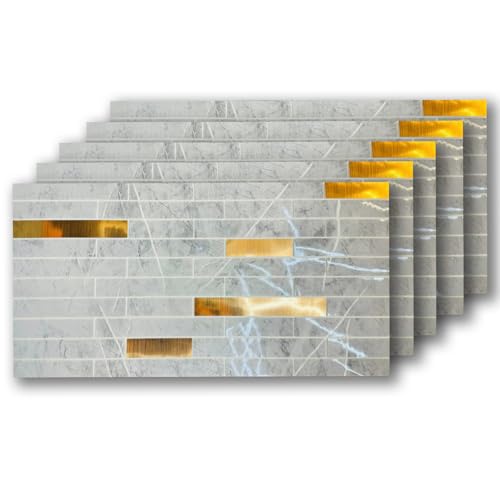 Image of WrapWall 3D Wallpaper Self Adhesive Foam Pack of 5 (60x30 cm) | Waterproof Brick Design Wallpaper |Peel & Stick DIY Wall Decor for Living Room Bedroom Kitchen (5, Grey Mosaic)