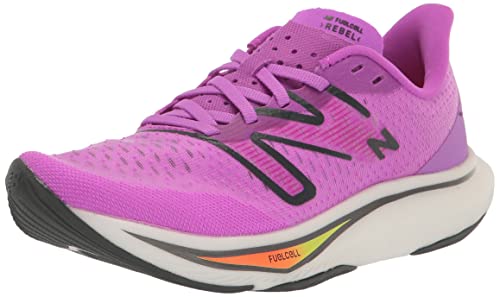 New Balance FuelCell Rebel V3 Tênis de corrida feminino, Rosa cósmico/Blacktop/Neon Dragonfly, 35