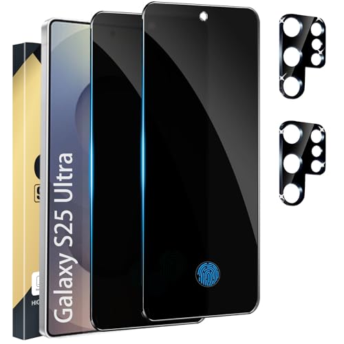 Image of [2+2 Pack] Privacy Screen Protector for Galaxy S25 Ultra 5G - 2 Tempered Film + 2 Camera Lens Glass, High Clarity, Bubble Free, Anti-Spy Protection - Scratch Resistant