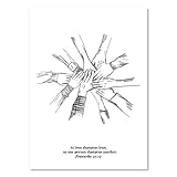Iron Sharpens Iron... -Proverbs 27:17 Hands Line Art Sketch Print, Unframed