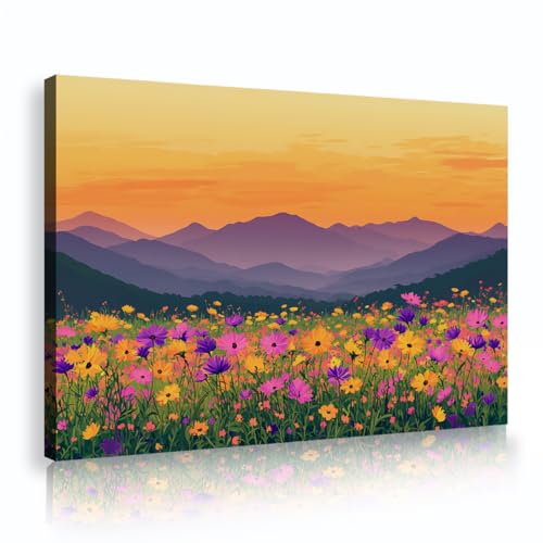 Aquarelle paysages naturels florale de champ YUNART tableau 80x120cm