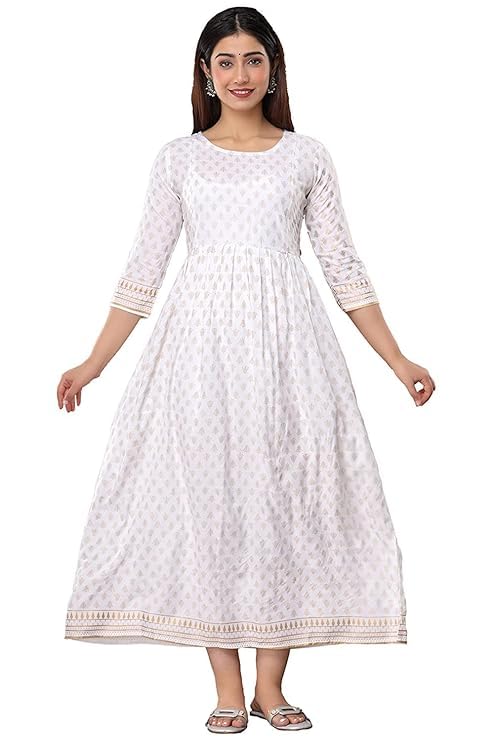 Image of Vinny's Creation Women's Cotton Maternity Kurti | Floral Printed Feeding Kurta with Hidden Zipper | Stylish Pregnancy Gown & Nursing Dress for Womens