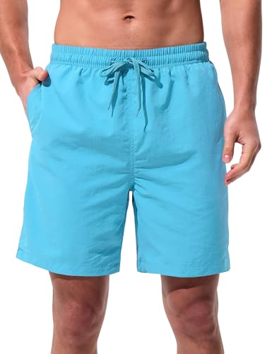 Men's Swim Trunks Beach Board Shorts Quick Dry Swimsuit Bathing Suits with Pockets 7 Inch Inseam Mesh Lining